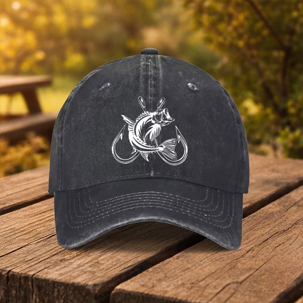 Fishing Hook Size - Casquette de baseball vintage réglable avec