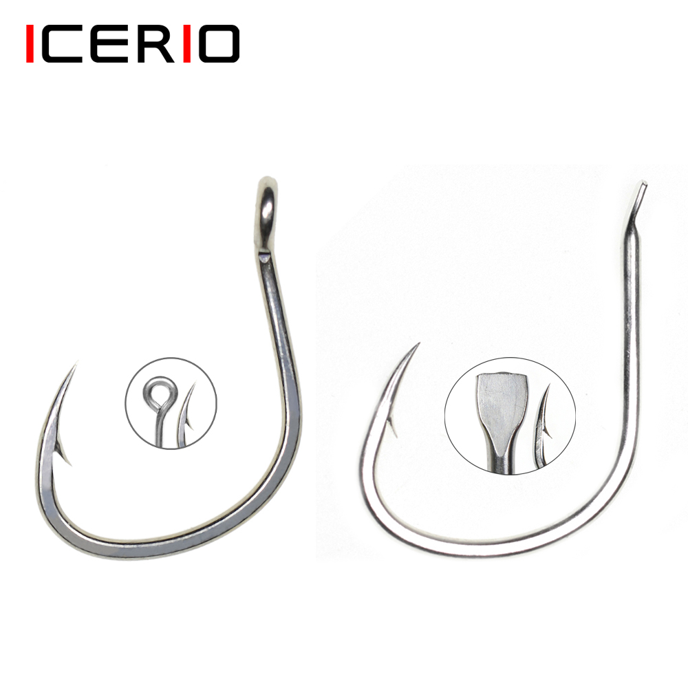 Fishing Hook Barbless - ICERIO 10 pièces revêtement en étain