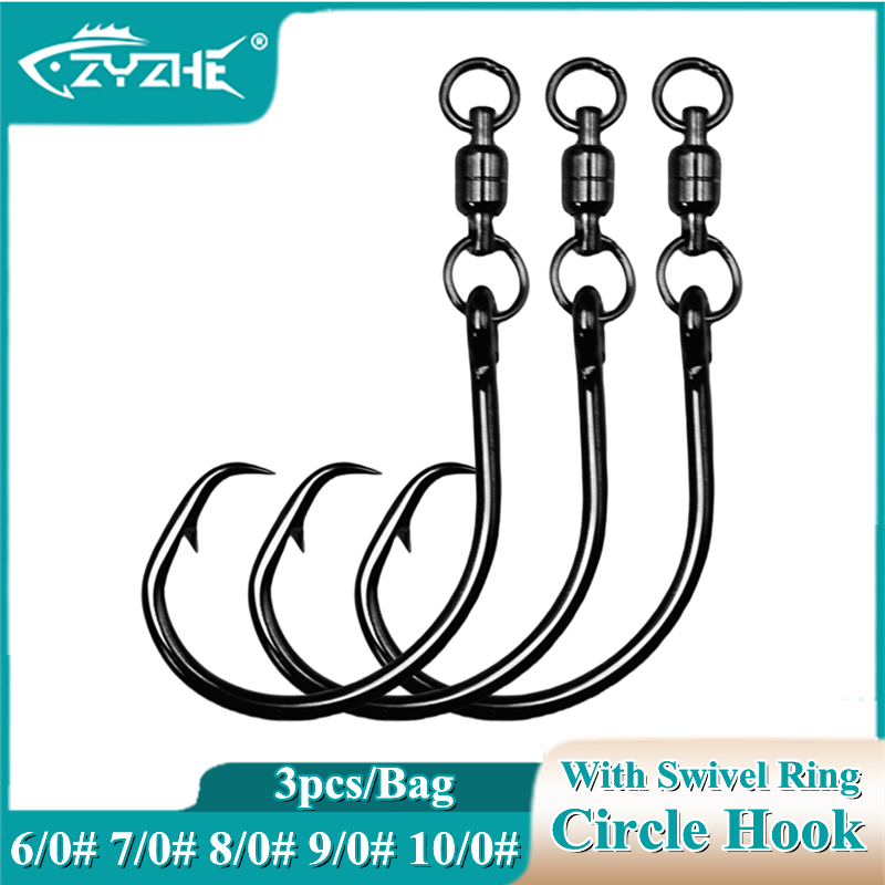 Fishing Hook Circle - ZYZHE 3/6/9pcs Hameçons circulaires avec anneau
