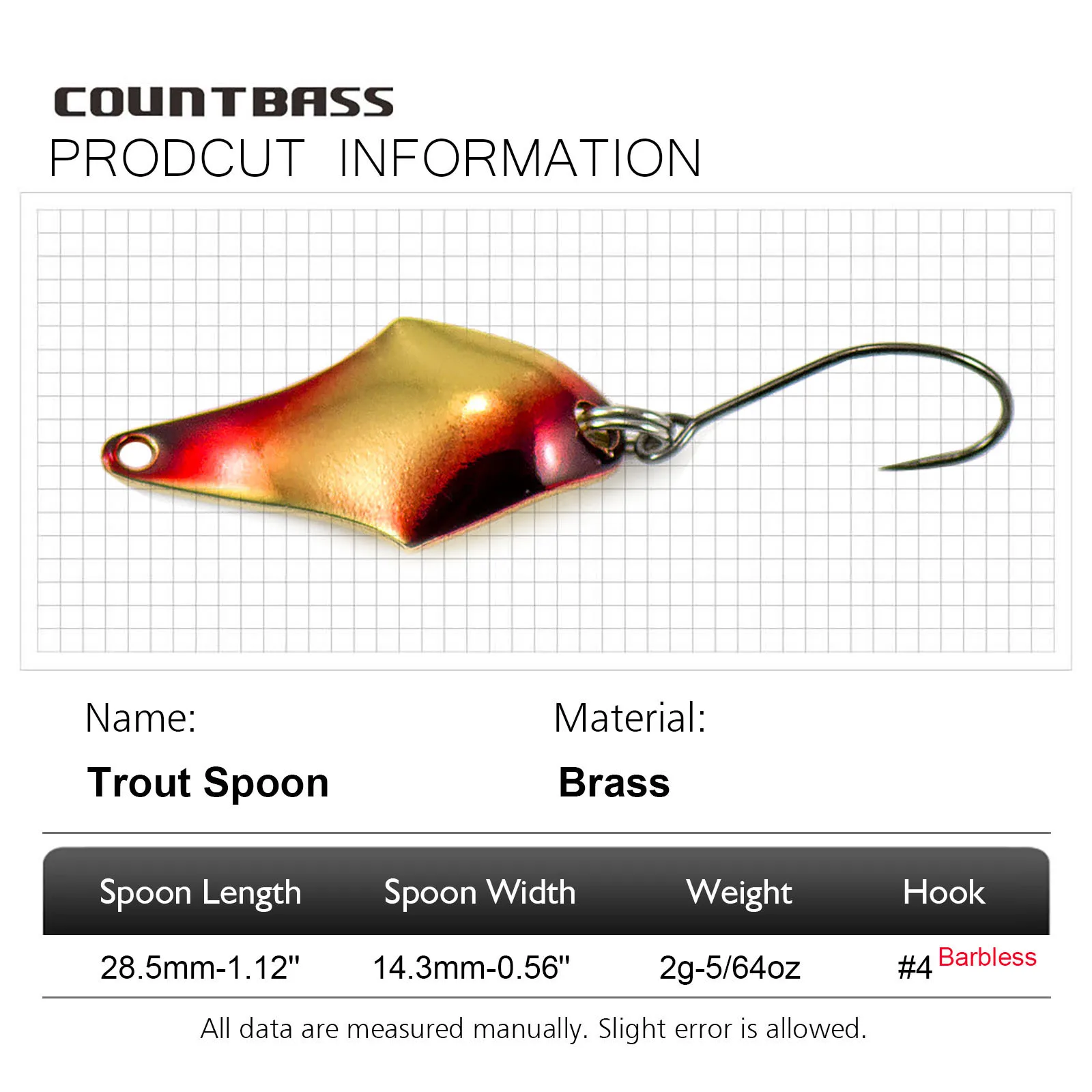COUNTBASS 5/64oz 2g cuillère d - Fishing Hook Barbless avis et prix