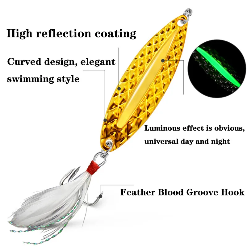 1PC métal lumineux Spinner cui - Fishing Hook Treble avis et prix