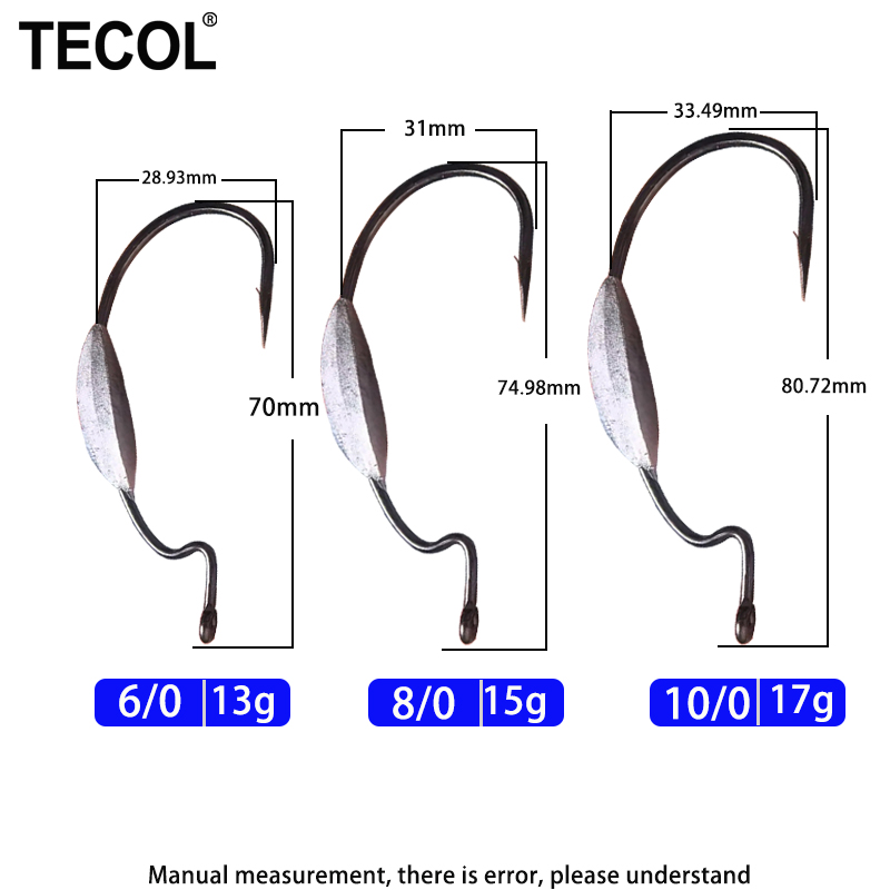 Hameçons lestés TECOL 3PCS 6/0 - Fishing Hook Weedless avis et prix