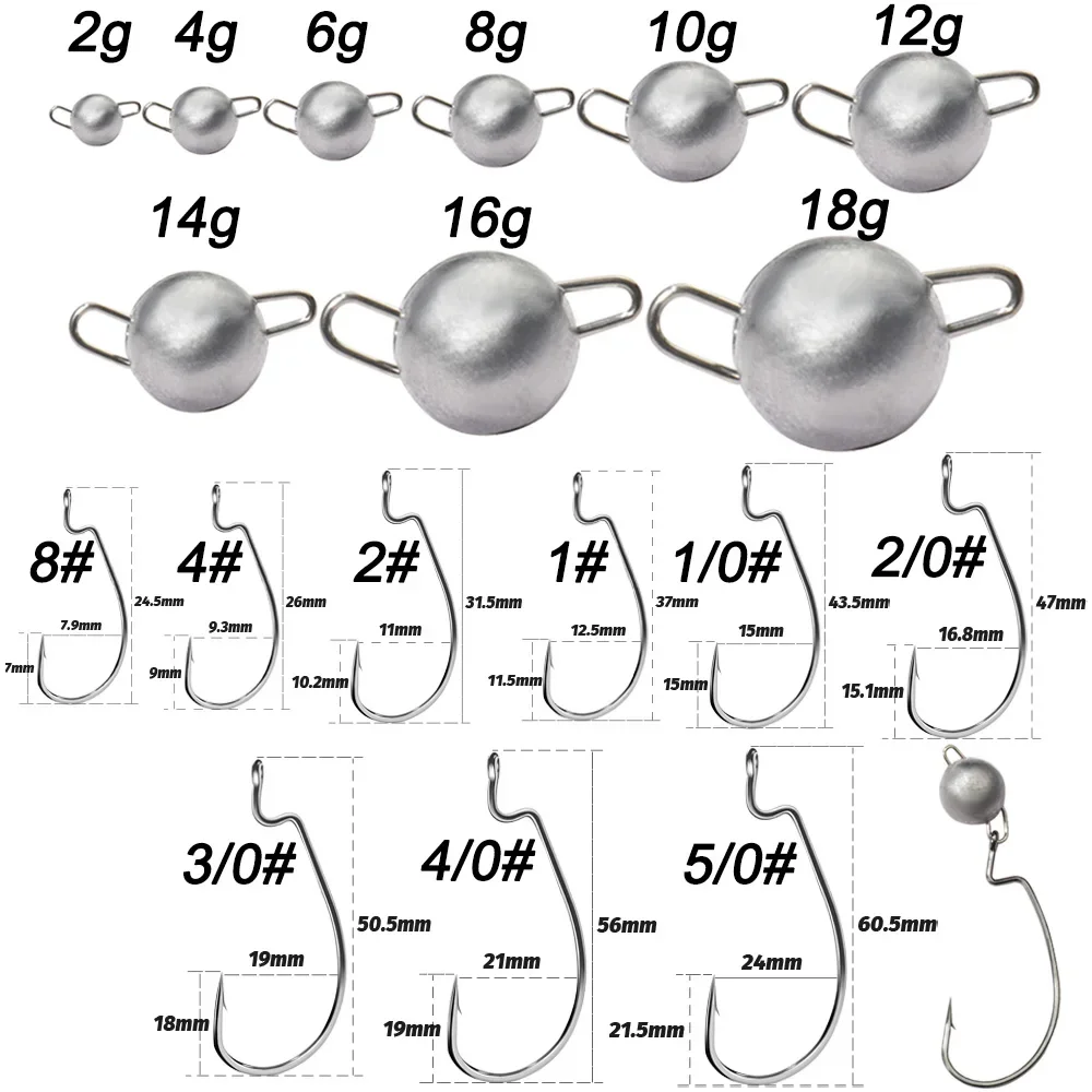 5 pièces tête de gabarit en mé - Fishing Hook Weedless avis et prix